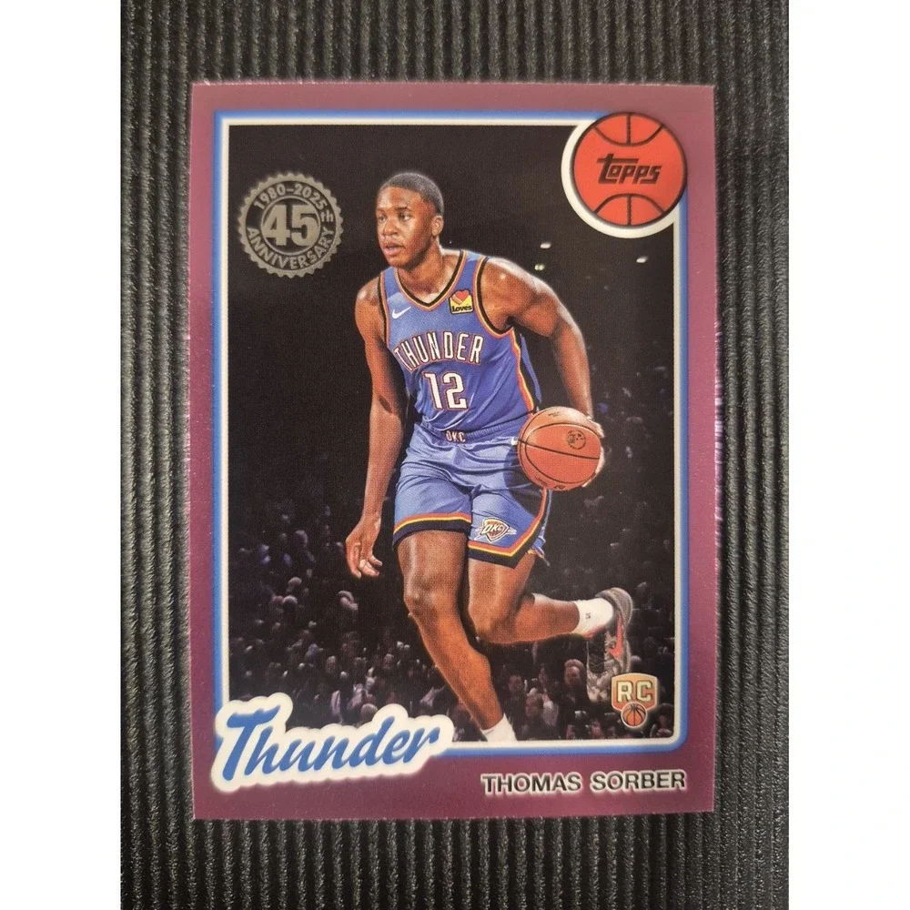 2025/26 Topps Basketball Thomas‎ Sorber #80BK-61 Pink Foil (RC) Thunder & Base